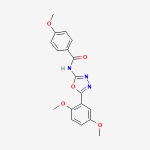 molecular formula C18H17N3O5 B2395285 N-(5-(2,5-dimethoxyphenyl)-1,3,4-oxadiazol-2-yl)-4-methoxybenzamide CAS No. 952841-06-4