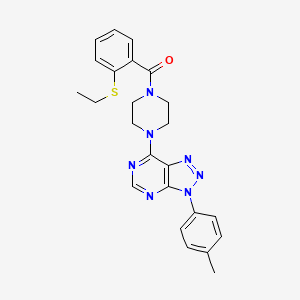 molecular formula C24H25N7OS B2395292 (2-(ethylthio)phenyl)(4-(3-(p-tolyl)-3H-[1,2,3]triazolo[4,5-d]pyrimidin-7-yl)piperazin-1-yl)methanone CAS No. 920364-41-6