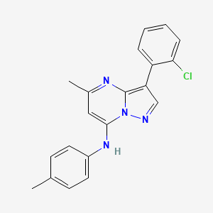 molecular formula C20H17ClN4 B2395295 3-(2-chlorophenyl)-5-methyl-N-(4-methylphenyl)pyrazolo[1,5-a]pyrimidin-7-amine CAS No. 890634-99-8