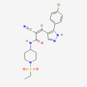 (Z)-3-[5-(4-bromophenyl)-1H-pyrazol-4-yl]-2-cyano-N-(1-ethylsulfonylpiperidin-4-yl)prop-2-enamide