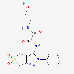 molecular formula C15H16N4O5S B2395301 N1-(5,5-dioxido-2-phenyl-4,6-dihydro-2H-thieno[3,4-c]pyrazol-3-yl)-N2-(2-hydroxyethyl)oxalamide CAS No. 899988-96-6
