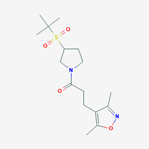 molecular formula C16H26N2O4S B2395308 1-(3-(Tert-butylsulfonyl)pyrrolidin-1-yl)-3-(3,5-dimethylisoxazol-4-yl)propan-1-one CAS No. 1797781-84-0