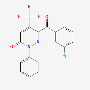 molecular formula C18H10ClF3N2O2 B2395322 6-(3-chlorobenzoyl)-2-phenyl-5-(trifluoromethyl)-3(2H)-pyridazinone CAS No. 478043-61-7