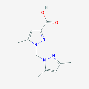 molecular formula C11H14N4O2 B2395323 1-((3,5-Dimethyl-1H-pyrazol-1-yl)methyl)-5-methyl-1H-pyrazole-3-carboxylic acid CAS No. 1263214-12-5