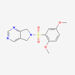 molecular formula C14H15N3O4S B2395342 6-((2,5-dimethoxyphenyl)sulfonyl)-6,7-dihydro-5H-pyrrolo[3,4-d]pyrimidine CAS No. 1705653-00-4