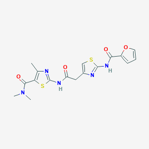 molecular formula C17H17N5O4S2 B2395347 2-(2-(2-(furan-2-carboxamido)thiazol-4-yl)acetamido)-N,N,4-trimethylthiazole-5-carboxamide CAS No. 1202984-82-4
