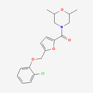 molecular formula C18H20ClNO4 B2395350 (5-((2-Chlorophenoxy)methyl)furan-2-yl)(2,6-dimethylmorpholino)methanone CAS No. 878717-31-8
