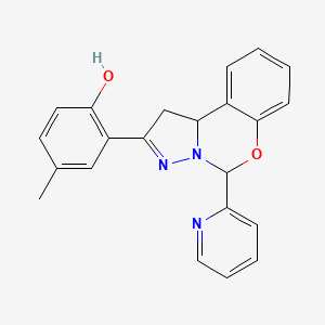 4-methyl-2-(5-(pyridin-2-yl)-5,10b-dihydro-1H-benzo[e]pyrazolo[1,5-c][1,3]oxazin-2-yl)phenol