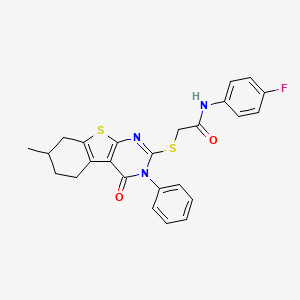 N-(4-fluorophenyl)-2-[(7-methyl-4-oxo-3-phenyl-5,6,7,8-tetrahydro-[1]benzothiolo[2,3-d]pyrimidin-2-yl)sulfanyl]acetamide