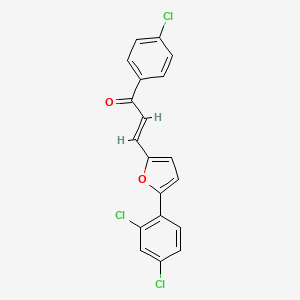 molecular formula C19H11Cl3O2 B2395356 (2E)-1-(4-chlorophenyl)-3-[5-(2,4-dichlorophenyl)furan-2-yl]prop-2-en-1-one CAS No. 338777-15-4