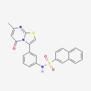 molecular formula C23H17N3O3S2 B2395363 N-(3-(7-methyl-5-oxo-5H-thiazolo[3,2-a]pyrimidin-3-yl)phenyl)naphthalene-2-sulfonamide CAS No. 1021074-31-6