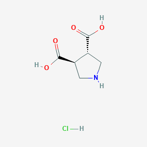 molecular formula C6H10ClNO4 B2395374 rac-(3R,4R)-pyrrolidine-3,4-dicarboxylic acid hydrochloride, trans CAS No. 1909288-35-2