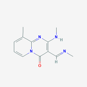 molecular formula C12H14N4O B2395388 9-Methyl-2-(methylamino)-3-(methyliminomethyl)pyrido[1,2-a]pyrimidin-4-one CAS No. 1164563-21-6