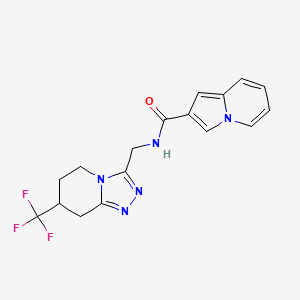 N-((7-(trifluoromethyl)-5,6,7,8-tetrahydro-[1,2,4]triazolo[4,3-a]pyridin-3-yl)methyl)indolizine-2-carboxamide