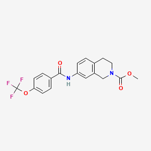 molecular formula C19H17F3N2O4 B2395404 methyl 7-(4-(trifluoromethoxy)benzamido)-3,4-dihydroisoquinoline-2(1H)-carboxylate CAS No. 1448057-16-6