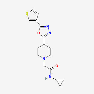 molecular formula C16H20N4O2S B2395434 N-cyclopropyl-2-(4-(5-(thiophen-3-yl)-1,3,4-oxadiazol-2-yl)piperidin-1-yl)acetamide CAS No. 1448077-01-7