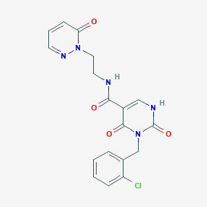 molecular formula C18H16ClN5O4 B2395435 3-(2-chlorobenzyl)-2,4-dioxo-N-(2-(6-oxopyridazin-1(6H)-yl)ethyl)-1,2,3,4-tetrahydropyrimidine-5-carboxamide CAS No. 1396787-07-7