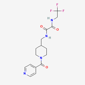 molecular formula C16H19F3N4O3 B2395436 N1-((1-isonicotinoylpiperidin-4-yl)methyl)-N2-(2,2,2-trifluoroethyl)oxalamide CAS No. 1396711-47-9