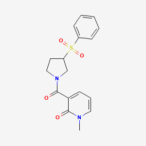 1-methyl-3-(3-(phenylsulfonyl)pyrrolidine-1-carbonyl)pyridin-2(1H)-one