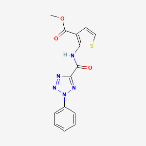 molecular formula C14H11N5O3S B2395447 methyl 2-(2-phenyl-2H-tetrazole-5-carboxamido)thiophene-3-carboxylate CAS No. 1396799-09-9