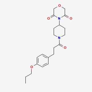 molecular formula C21H28N2O5 B2395448 4-(1-(3-(4-Propoxyphenyl)propanoyl)piperidin-4-yl)morpholine-3,5-dione CAS No. 2034467-20-2