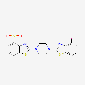molecular formula C19H17FN4O2S3 B2395451 4-Fluoro-2-(4-(4-(methylsulfonyl)benzo[d]thiazol-2-yl)piperazin-1-yl)benzo[d]thiazole CAS No. 955723-81-6