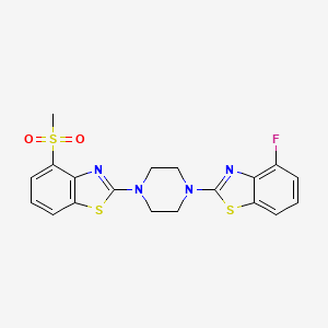 molecular formula C19H17FN4O2S3 B2395451 4-氟-2-(4-(4-(甲基磺酰基)苯并[d]噻唑-2-基)哌嗪-1-基)苯并[d]噻唑 CAS No. 955723-81-6