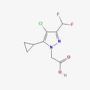 molecular formula C9H9ClF2N2O2 B2395461 [4-chloro-5-cyclopropyl-3-(difluoromethyl)-1H-pyrazol-1-yl]acetic acid CAS No. 1002032-77-0