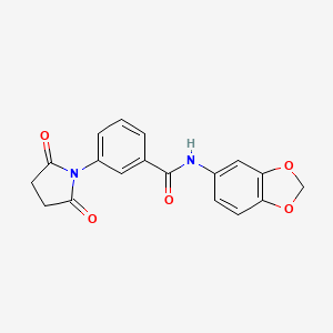 molecular formula C18H14N2O5 B2395462 N-(1,3-benzodioxol-5-yl)-3-(2,5-dioxopyrrolidin-1-yl)benzamide CAS No. 391867-81-5