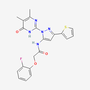 N-[2-(4,5-Dimethyl-6-oxo-1H-pyrimidin-2-yl)-5-thiophen-2-ylpyrazol-3-yl]-2-(2-fluorophenoxy)acetamide