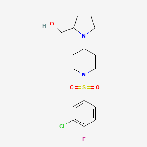 molecular formula C16H22ClFN2O3S B2395485 (1-(1-((3-Chloro-4-fluorophenyl)sulfonyl)piperidin-4-yl)pyrrolidin-2-yl)methanol CAS No. 1448137-61-8