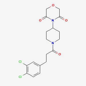 molecular formula C18H20Cl2N2O4 B2395496 4-[1-[3-(3,4-Dichlorophenyl)propanoyl]piperidin-4-yl]morpholine-3,5-dione CAS No. 2319724-89-3