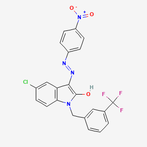 5-chloro-1-[3-(trifluoromethyl)benzyl]-1H-indole-2,3-dione 3-[N-(4-nitrophenyl)hydrazone]