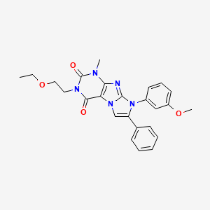 molecular formula C25H25N5O4 B2395535 3-(2-ethoxyethyl)-8-(3-methoxyphenyl)-1-methyl-7-phenyl-1H-imidazo[2,1-f]purine-2,4(3H,8H)-dione CAS No. 896295-39-9