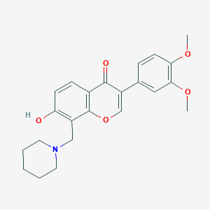 molecular formula C23H25NO5 B2395537 3-(3,4-dimethoxyphenyl)-7-hydroxy-8-(piperidin-1-ylmethyl)-4H-chromen-4-one CAS No. 637751-85-0