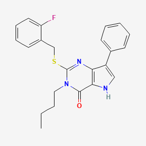 molecular formula C23H22FN3OS B2395543 3-butyl-2-((2-fluorobenzyl)thio)-7-phenyl-3H-pyrrolo[3,2-d]pyrimidin-4(5H)-one CAS No. 2034366-08-8