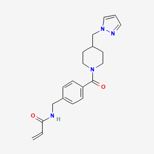 molecular formula C20H24N4O2 B2395544 N-[[4-[4-(Pyrazol-1-ylmethyl)piperidine-1-carbonyl]phenyl]methyl]prop-2-enamide CAS No. 2197490-76-7