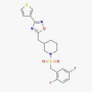 molecular formula C19H19F2N3O3S2 B2395551 5-((1-((2,5-Difluorobenzyl)sulfonyl)piperidin-3-yl)methyl)-3-(thiophen-3-yl)-1,2,4-oxadiazole CAS No. 1706106-79-7