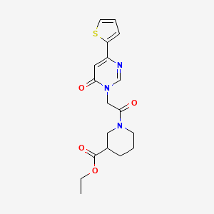 molecular formula C18H21N3O4S B2395595 ethyl 1-(2-(6-oxo-4-(thiophen-2-yl)pyrimidin-1(6H)-yl)acetyl)piperidine-3-carboxylate CAS No. 1251578-39-8
