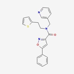 molecular formula C22H19N3O2S B2395601 5-phenyl-N-(pyridin-3-ylmethyl)-N-(2-(thiophen-2-yl)ethyl)isoxazole-3-carboxamide CAS No. 1396806-21-5