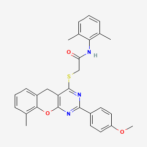 molecular formula C29H27N3O3S B2395609 N-(2,6-dimethylphenyl)-2-[[2-(4-methoxyphenyl)-9-methyl-5H-chromeno[2,3-d]pyrimidin-4-yl]sulfanyl]acetamide CAS No. 866873-29-2