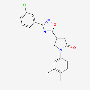 molecular formula C20H18ClN3O2 B2395611 4-(3-(3-Chlorophenyl)-1,2,4-oxadiazol-5-yl)-1-(3,4-dimethylphenyl)pyrrolidin-2-one CAS No. 941893-33-0