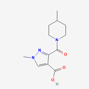 molecular formula C12H17N3O3 B2395615 1-methyl-3-[(4-methylpiperidin-1-yl)carbonyl]-1H-pyrazole-4-carboxylic acid CAS No. 1006440-59-0