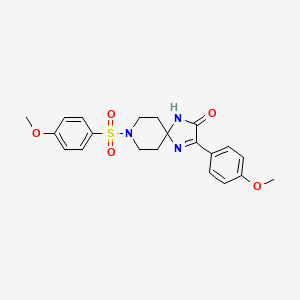 molecular formula C21H23N3O5S B2395621 3-(4-Methoxyphenyl)-8-((4-methoxyphenyl)sulfonyl)-1,4,8-triazaspiro[4.5]dec-3-en-2-one CAS No. 1189908-19-7
