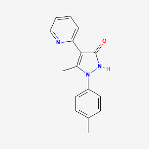 molecular formula C16H15N3O B2395626 5-methyl-1-(4-methylphenyl)-4-(2-pyridinyl)-1H-pyrazol-3-ol CAS No. 956369-40-7