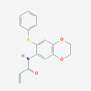 molecular formula C17H15NO3S B2395635 N-(6-Phenylsulfanyl-2,3-dihydro-1,4-benzodioxin-7-yl)prop-2-enamide CAS No. 2305318-06-1