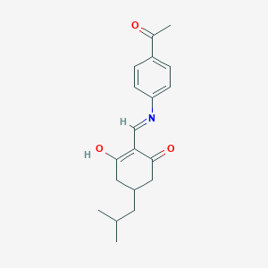 molecular formula C19H23NO3 B2395636 2-(((4-Acetylphenyl)amino)methylene)-5-(2-methylpropyl)cyclohexane-1,3-dione CAS No. 1023499-16-2