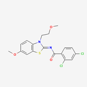 molecular formula C18H16Cl2N2O3S B2395638 (Z)-2,4-dichloro-N-(6-méthoxy-3-(2-méthoxyéthyl)benzo[d]thiazol-2(3H)-ylidène)benzamide CAS No. 1005936-37-7