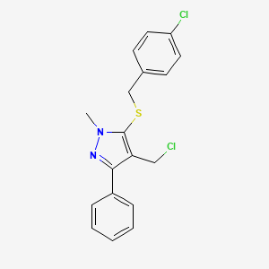 4-chlorobenzyl 4-(chloromethyl)-1-methyl-3-phenyl-1H-pyrazol-5-yl sulfide