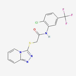 molecular formula C15H10ClF3N4OS B2395641 N-[2-chloro-5-(trifluoromethyl)phenyl]-2-([1,2,4]triazolo[4,3-a]pyridin-3-ylsulfanyl)acetamide CAS No. 303788-08-1